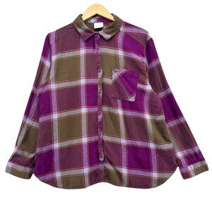Columbia Simply Put II Flannel Shirt Womens Purple Brown Long Sleeve Top Size 1X